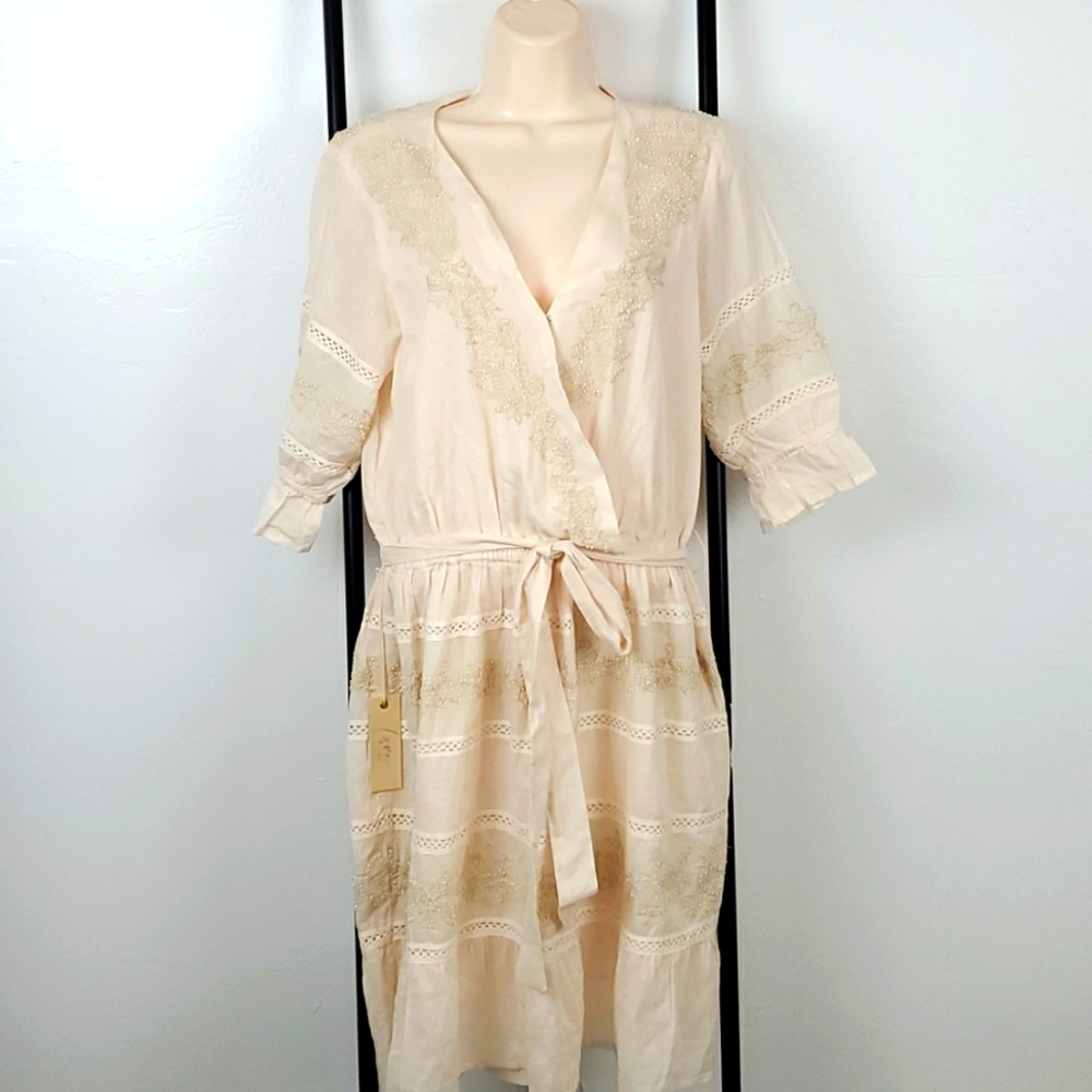 Love The Label Mini embroidered beads Anthropologie dress size M New